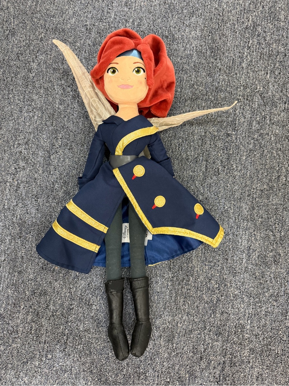 Disney Red-Haired Fairy Doll in Navy and Gold Outfit